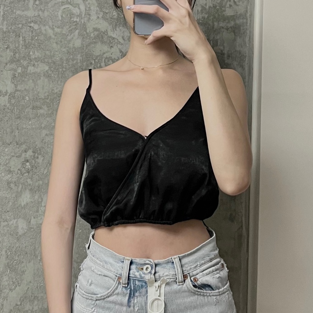 Urban Outfitters Shiny Black Crop Top